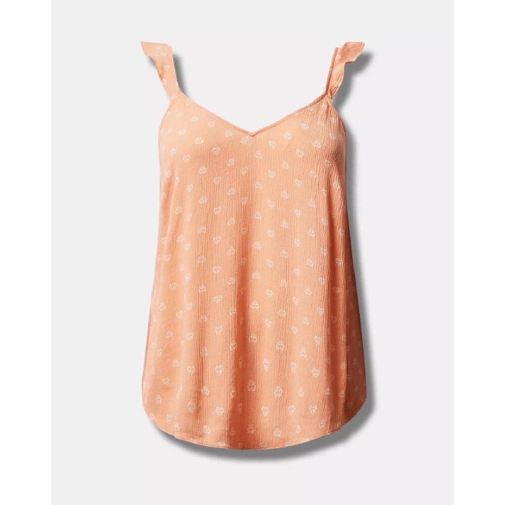 Torrid Women's Plus Size Lotus Ditsy Crinkle Gauze Ruffle Strap Tank Size 2 2X